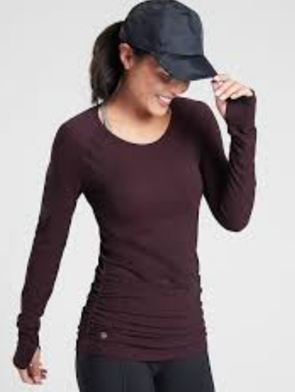 Athleta Speedlight Women's Long Sleeve Crew Top  Dark Plum XS